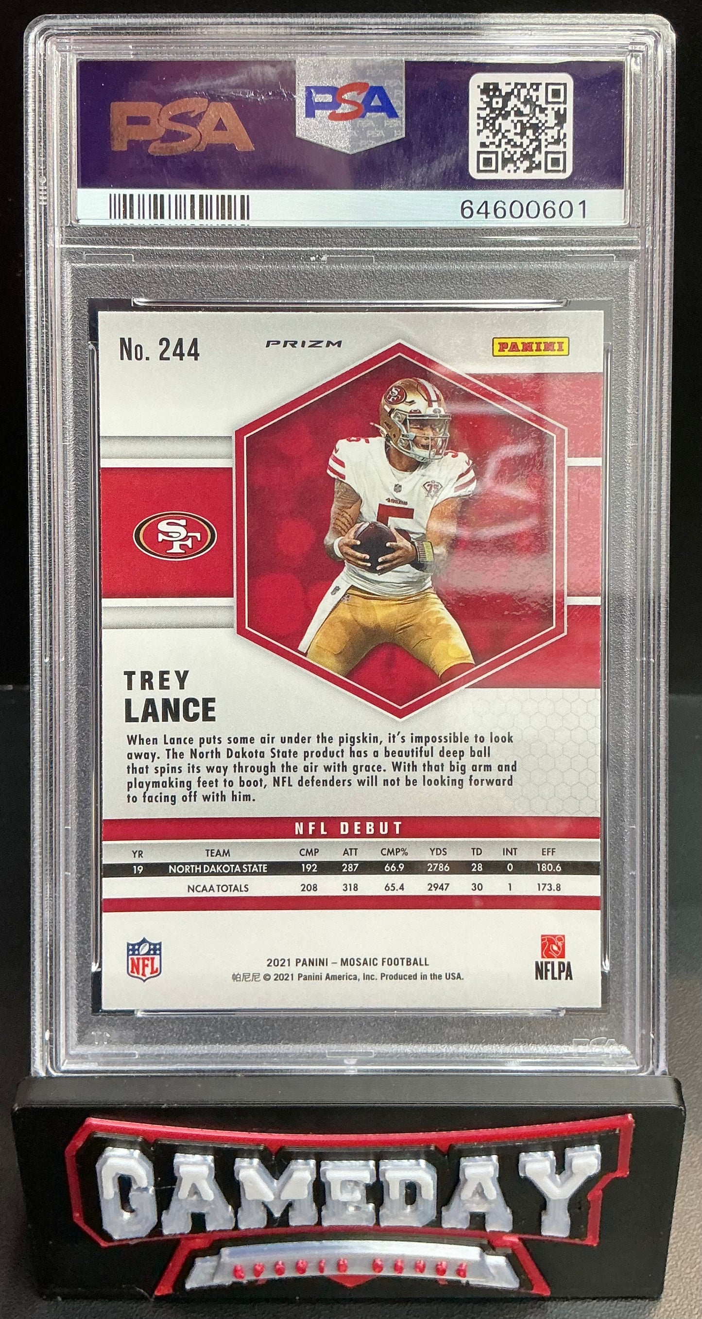 2021 Panini Mosaic Trey Lance #244 Camo Pink PSA 10