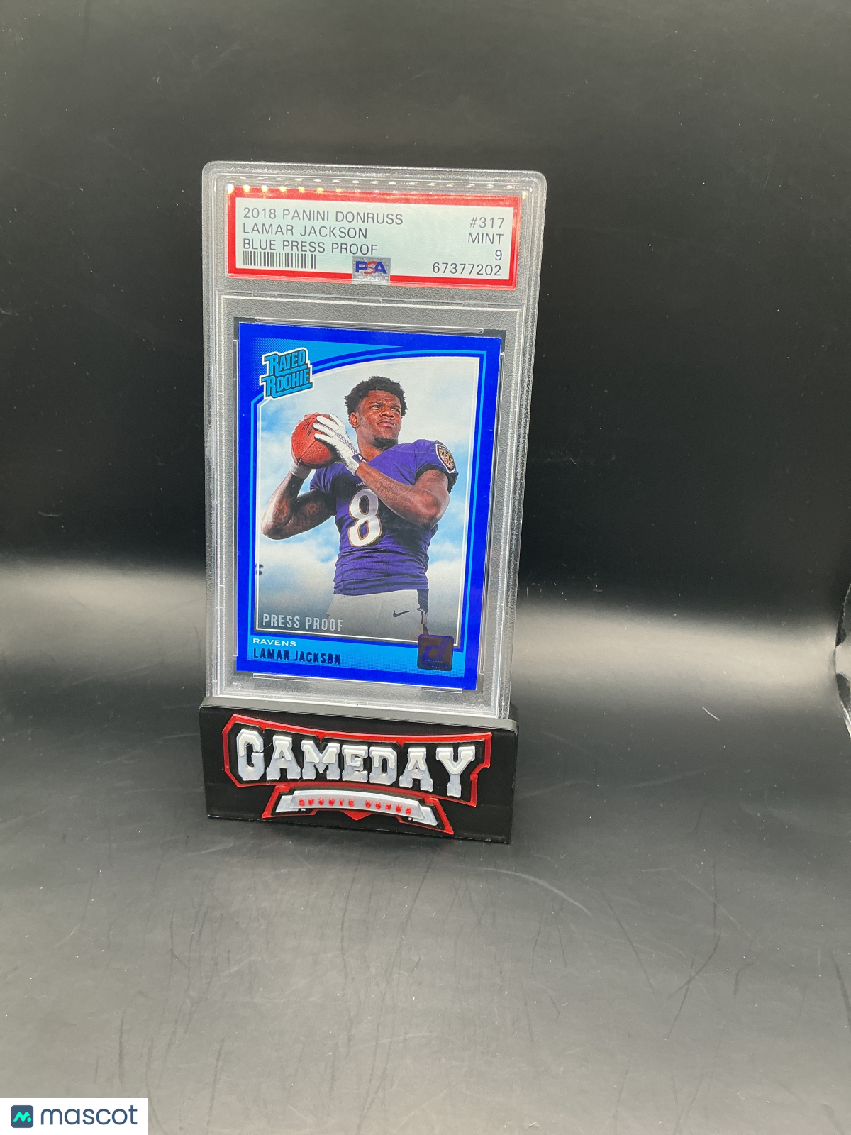2018 Panini Donruss Lamar Jackson #317 Blue Press Proof PSA 9