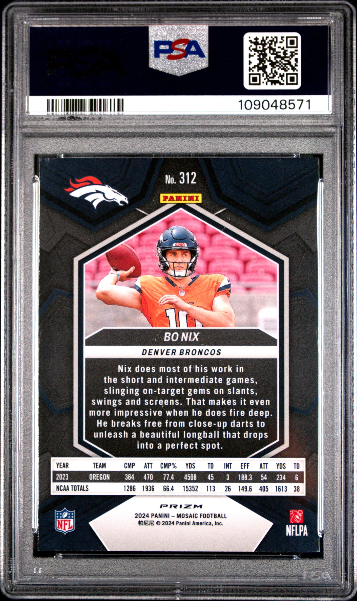 2024 Panini Mosaic Bo Nix #312 Red PSA 9