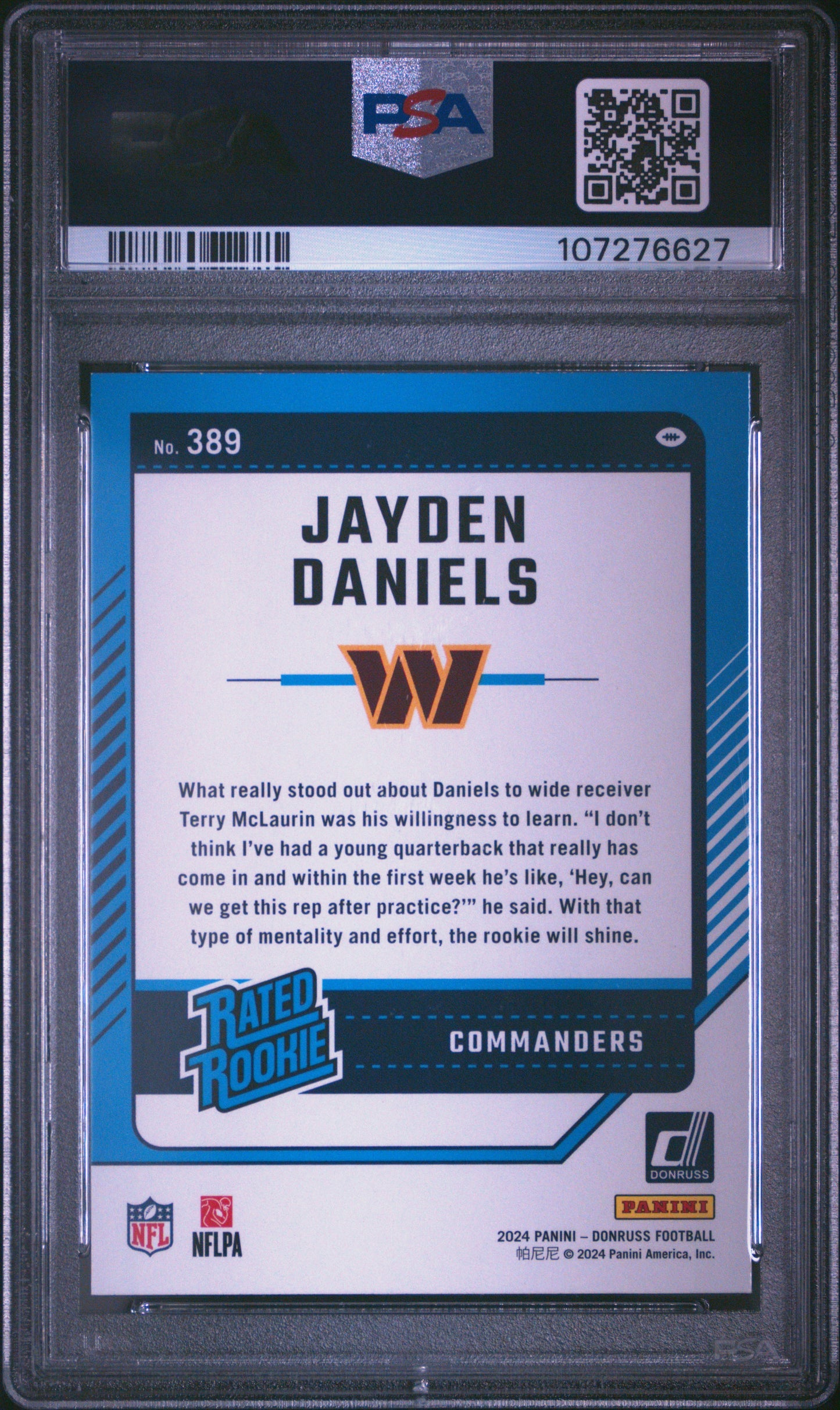 2024 Panini Donruss Jayden Daniels #389 PSA 9