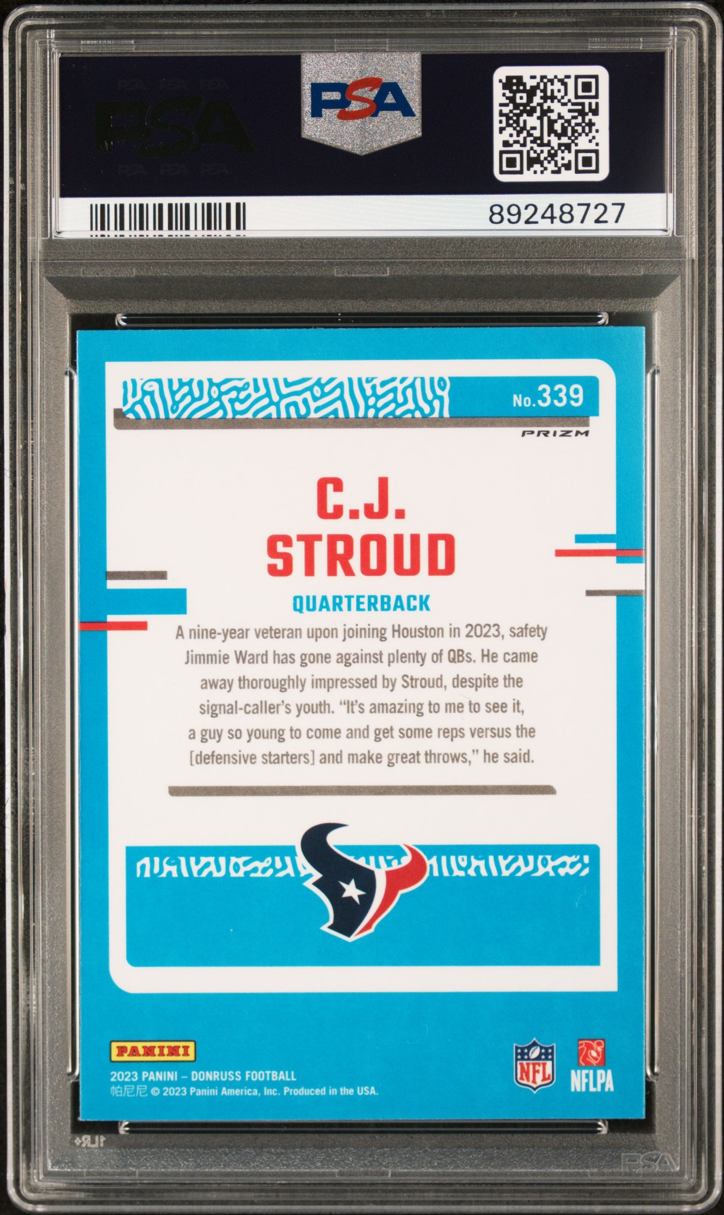 2023 Panini Donruss CJ Stroud #339 Optic Preview Red & Green PSA 10