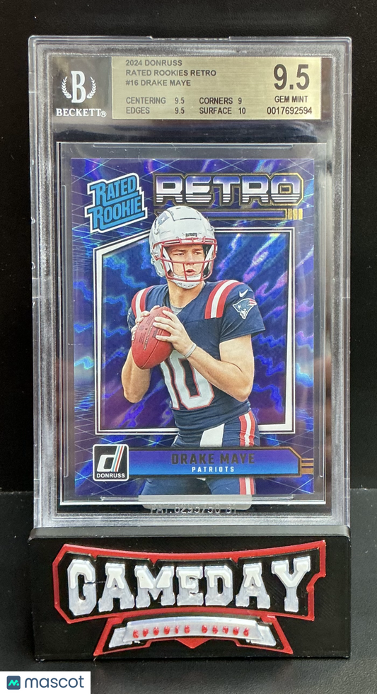 2024 Donruss Rated Rookies Retro Drake Maye #16 BGS 9.5