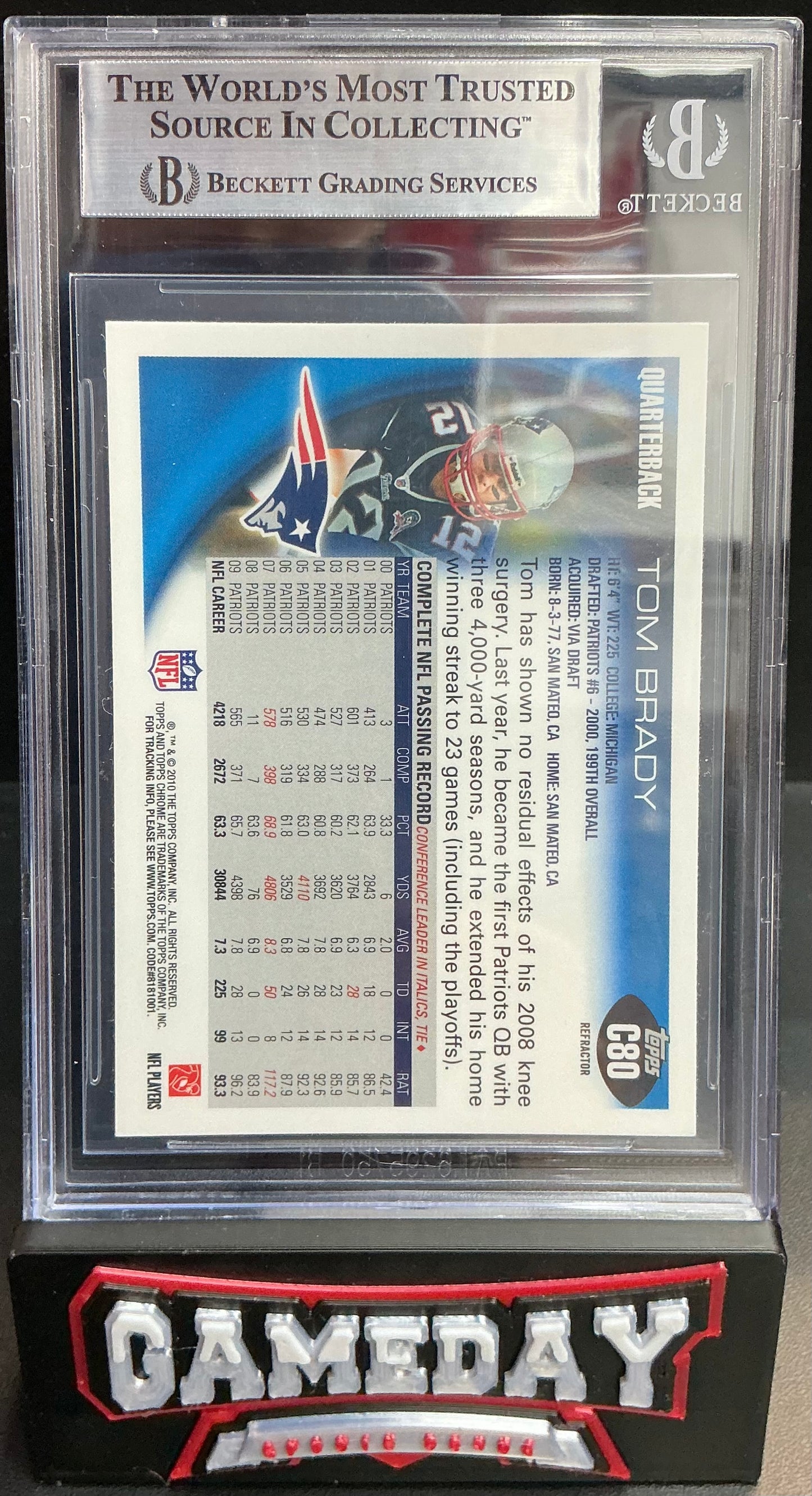 2010 Topps Chrome Refractors Tom Brady #C80 BGS 9