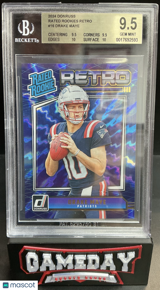 2024 Donruss Rated Rookies Retro Drake Maye #16 BGS 9.5