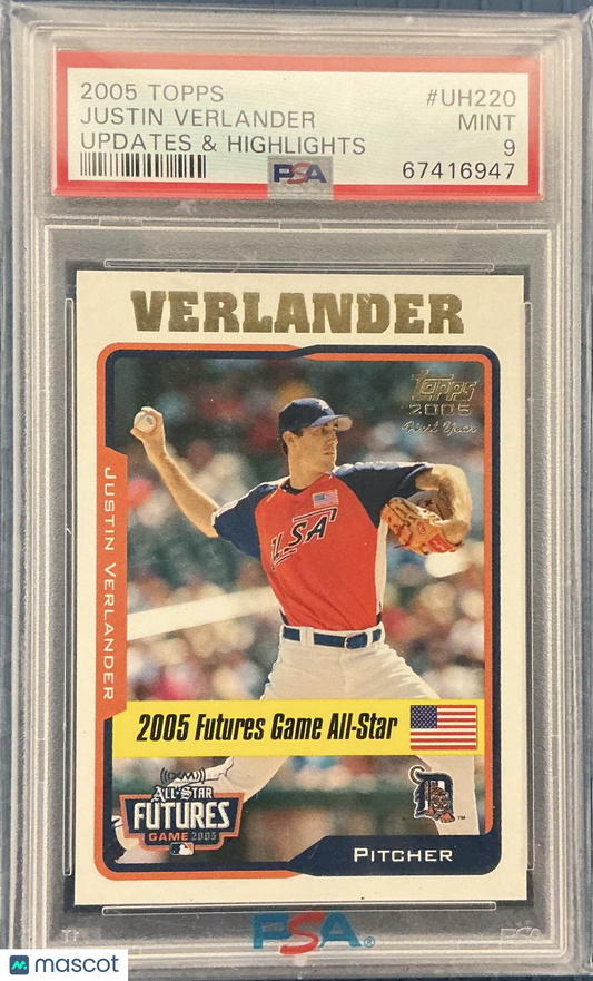 2005 Topps Updates & Highlights Justin Verlander #UH220 PSA 9