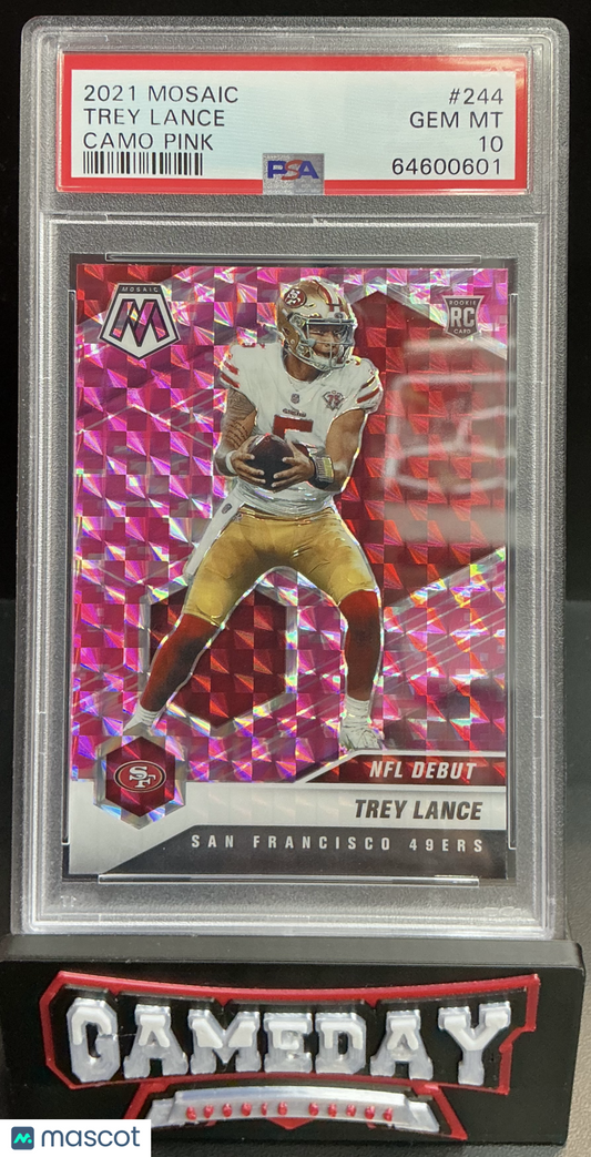 2021 Panini Mosaic Trey Lance #244 Camo Pink PSA 10