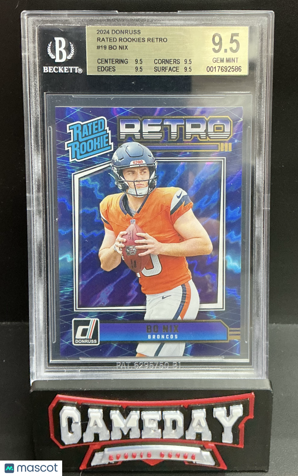 2024 Donruss Rated Rookies Retro Bo Nix #19 BGS 9.5