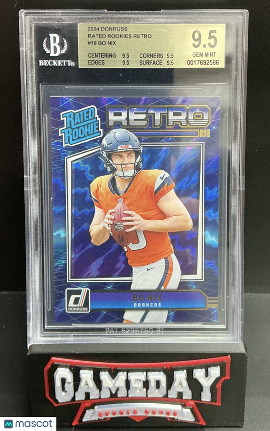 2024 Donruss Rated Rookies Retro Bo Nix #19 BGS 9.5
