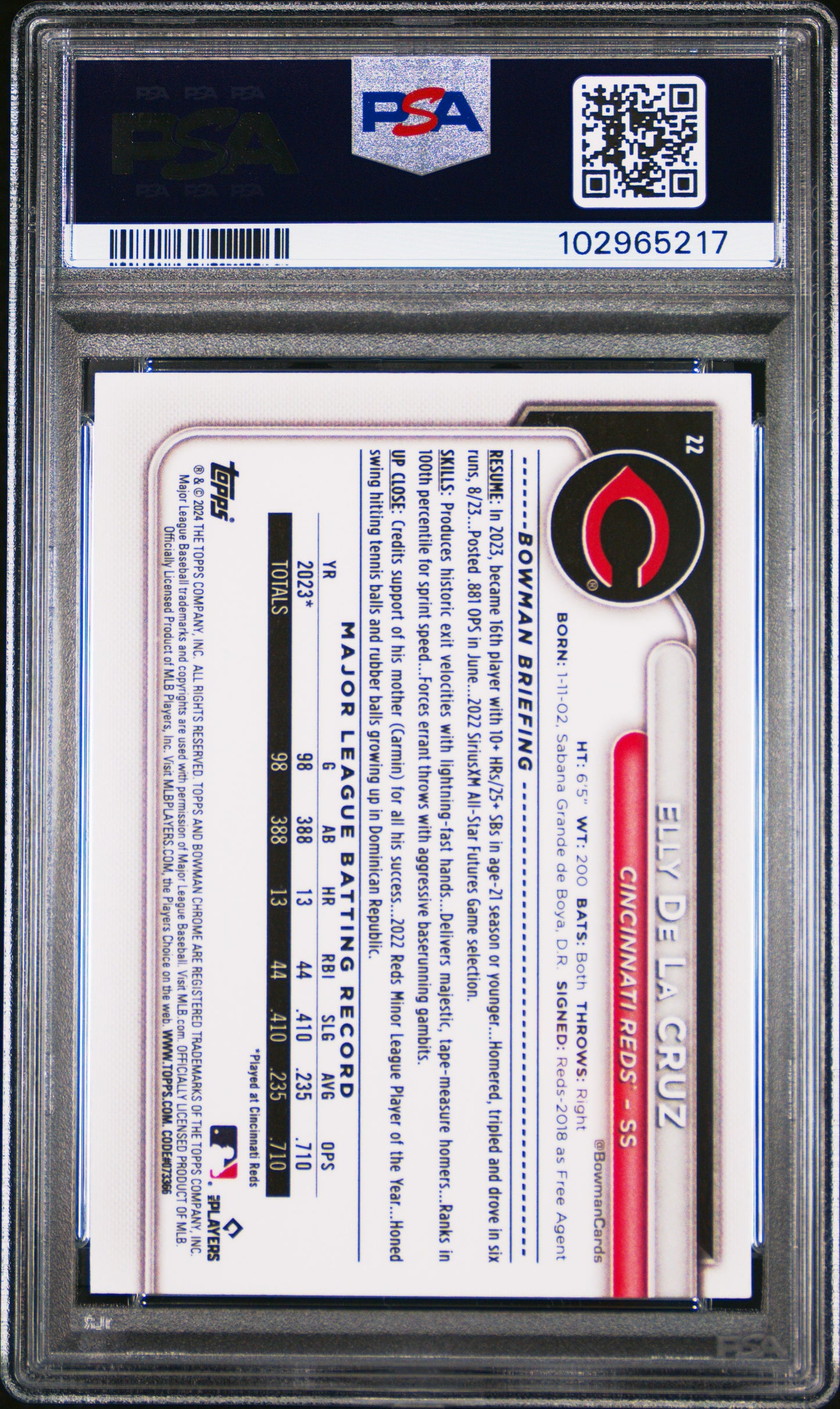2024 Bowman Mega Box Chrome Elly De La Cruz #22 PSA 10