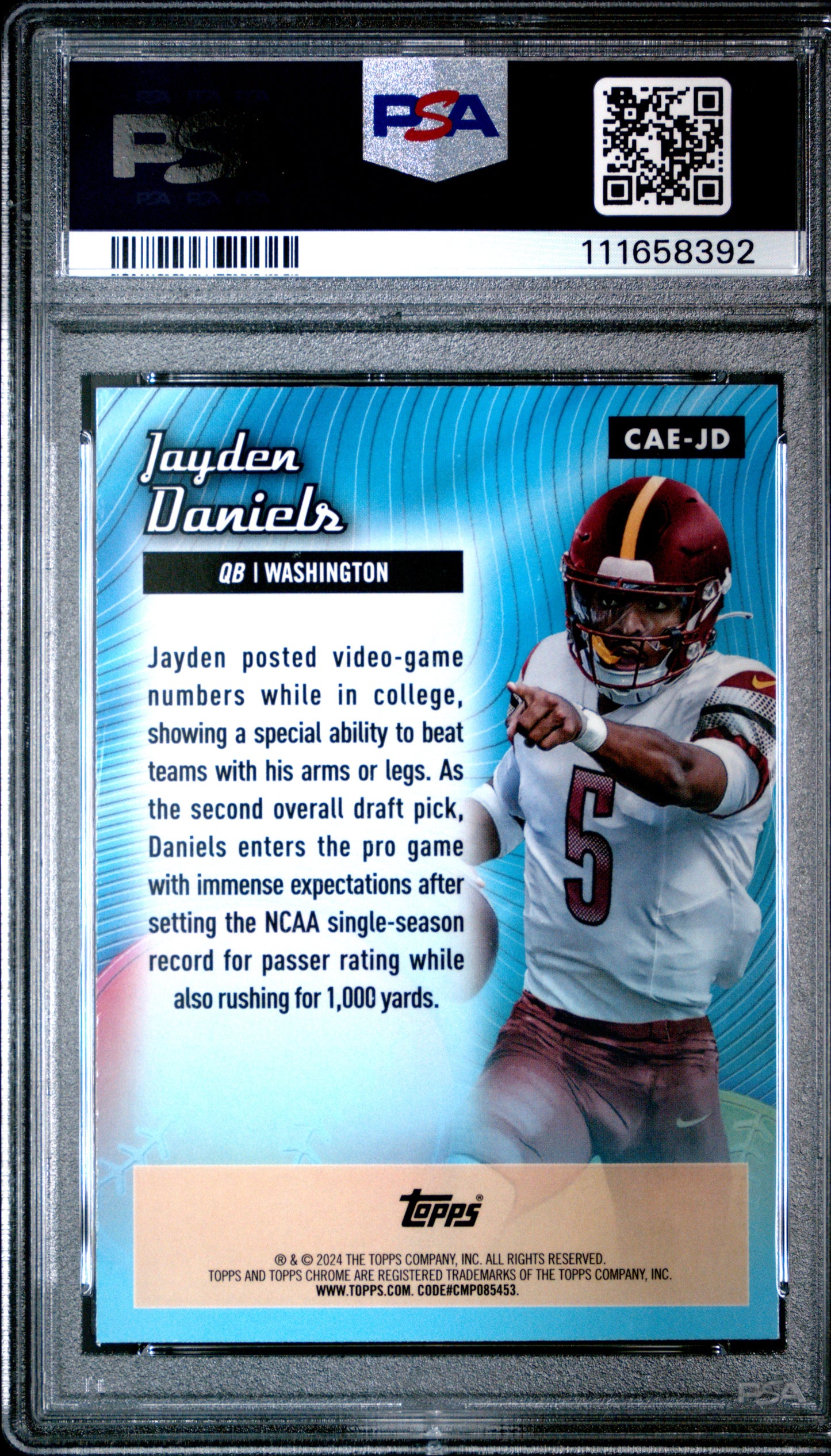2024 Topps Chrome Chrome All-Etch Jayden Daniels #CAEJD Pink Ref PSA 10