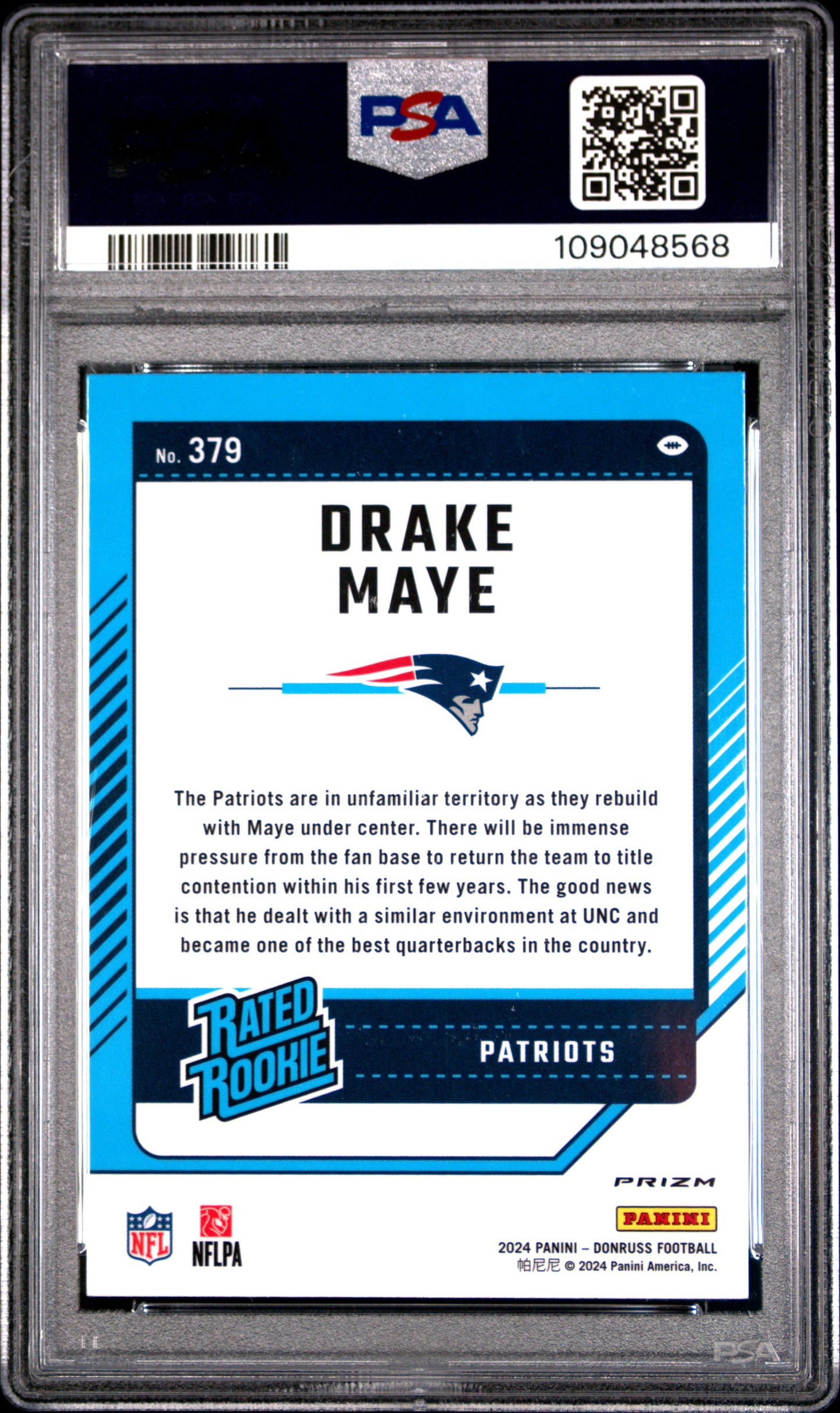 2024 Panini Donruss Drake Maye #379 Optic Preview Red Pandora PSA 9