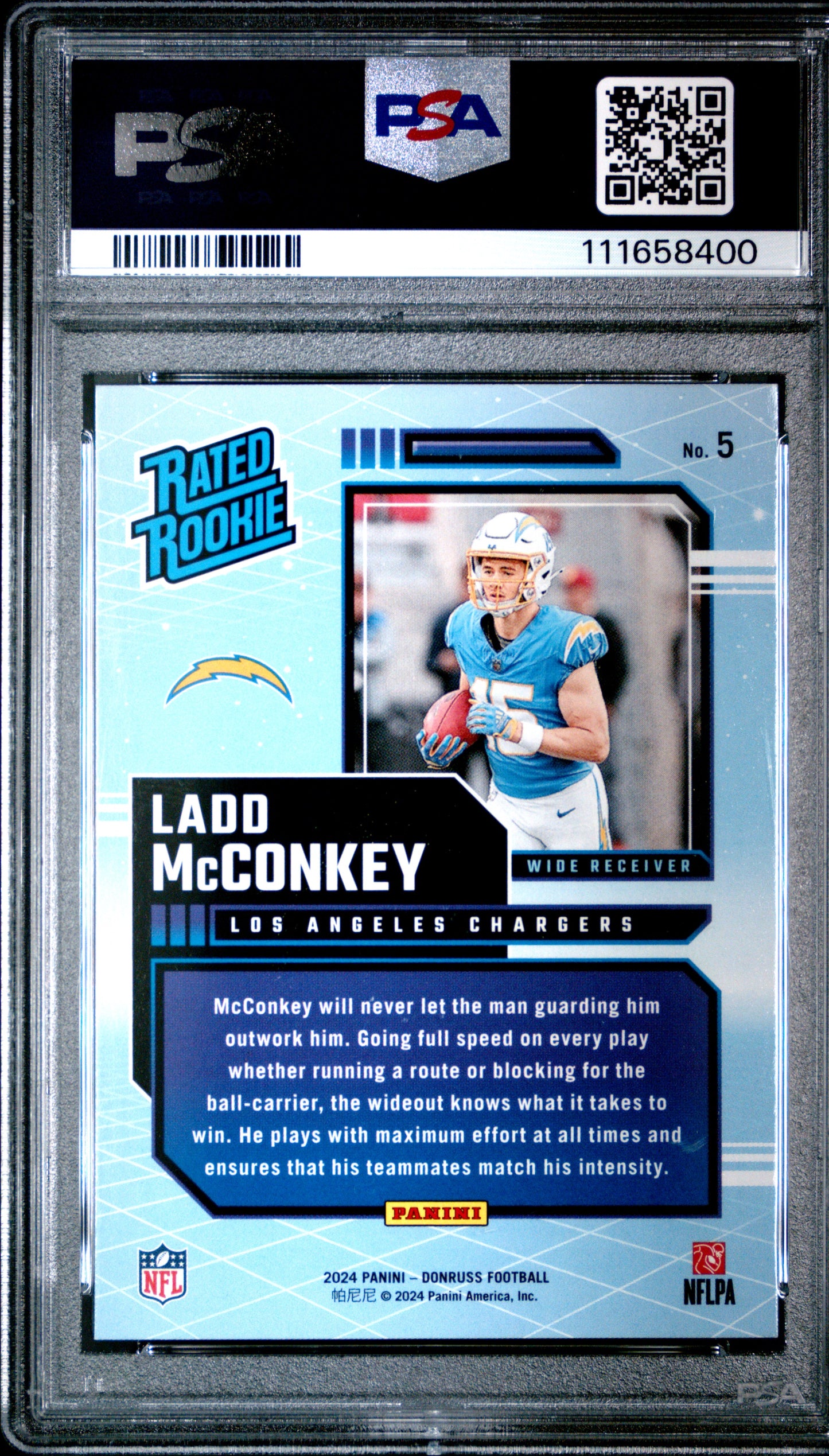 2024 Panini Donruss Rated Rookies Retro Ladd Mcconkey #5 PSA 10