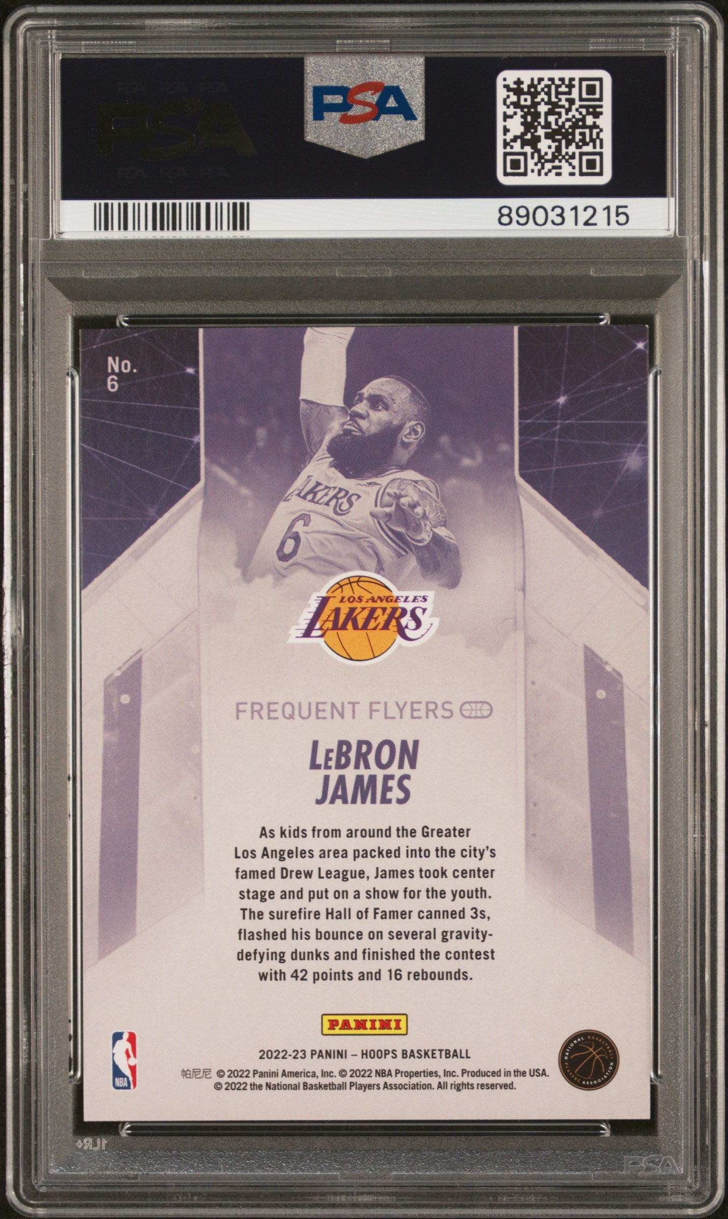 2022 Panini NBA Hoops Frequent Flyers LeBron James #6 PSA 9