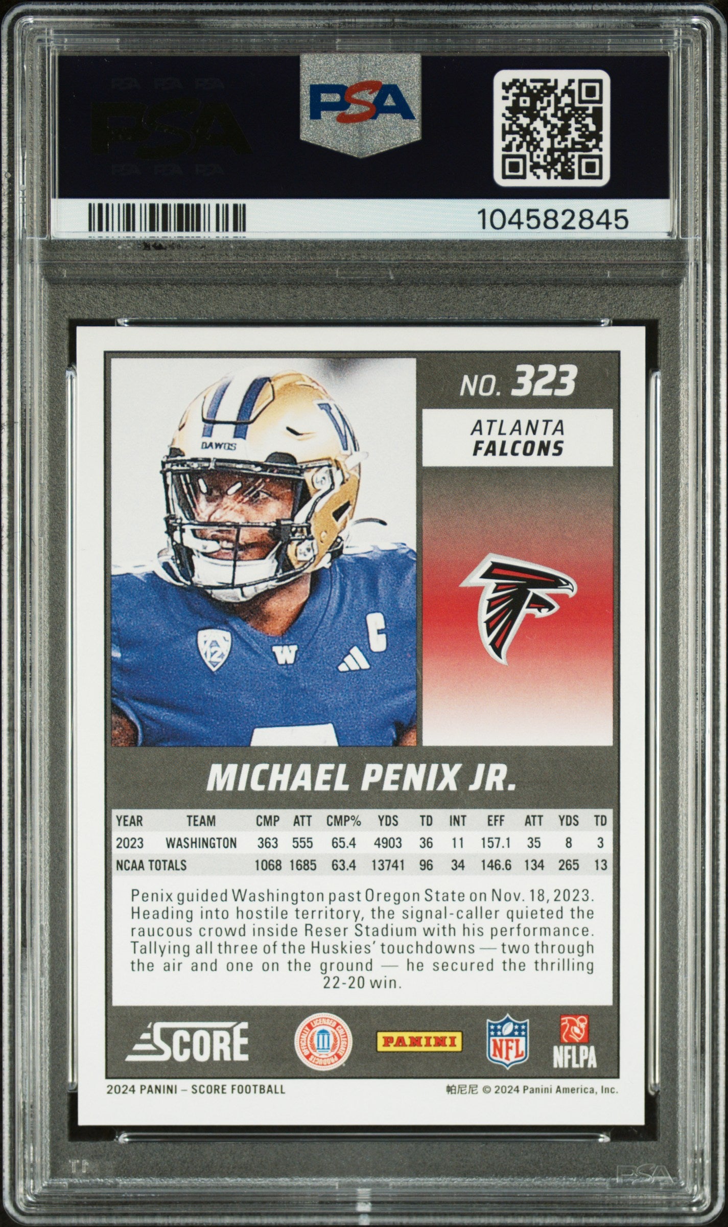 2024 Panini Score Michael Penix JR. #323 Electric 40/99 PSA 10