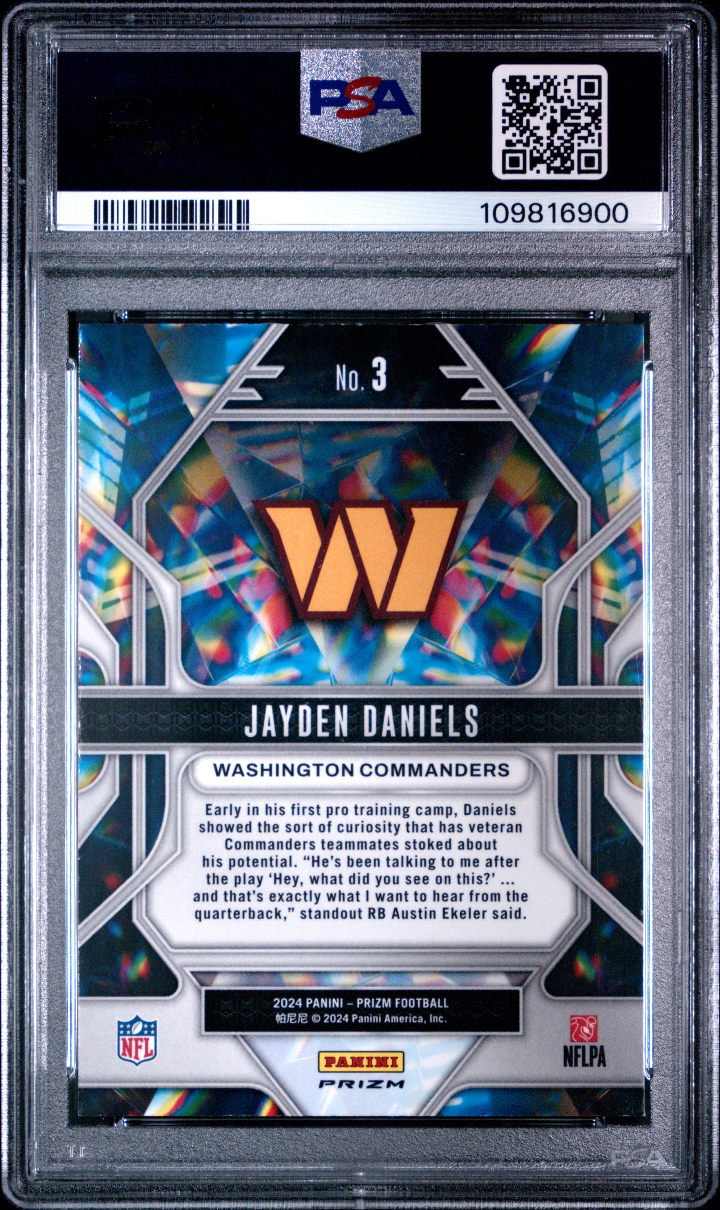 2024 Panini Prizm Prizmatic Jayden Daniels #3 Green PSA 9