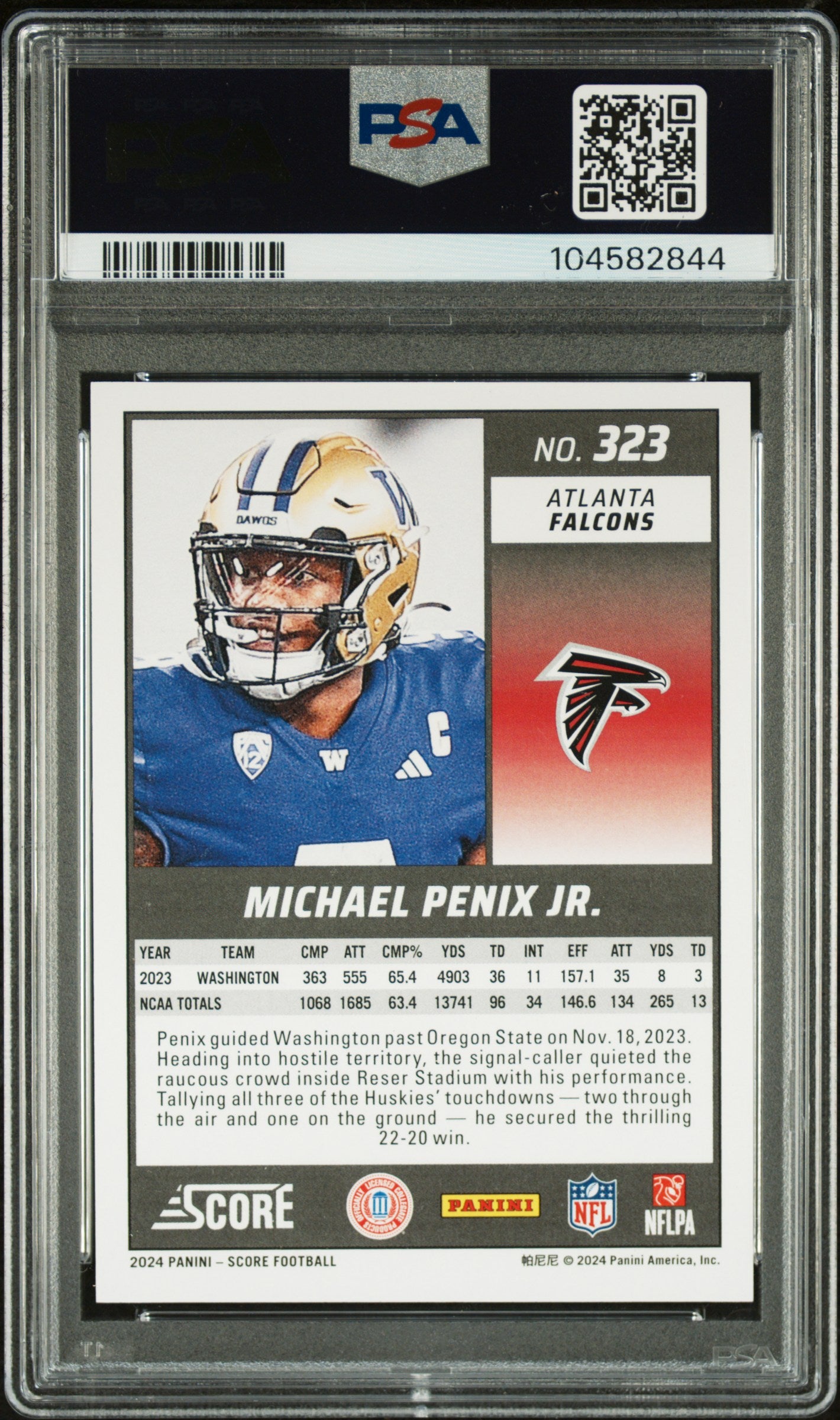 2024 Panini Score Michael Penix JR. #323 Ellipse 231/299 PSA 10