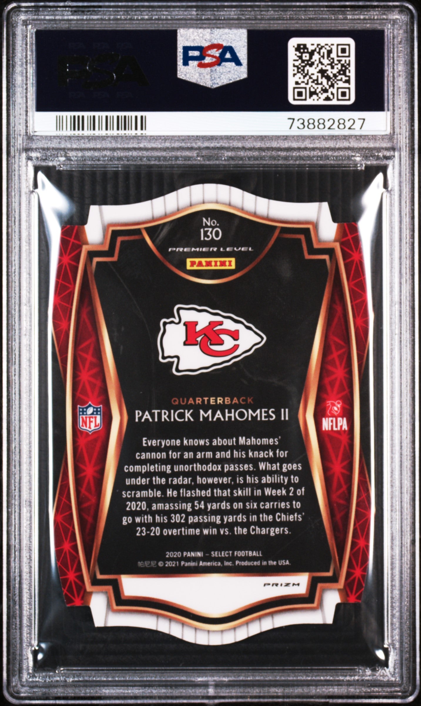 2020 Panini Select Patrick Mahomes II #130 Die Cut Maroon Prizm PSA 10