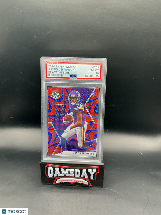 2020 Panini Mosaic Justin Jefferson #209 Reactive Blue PSA 10