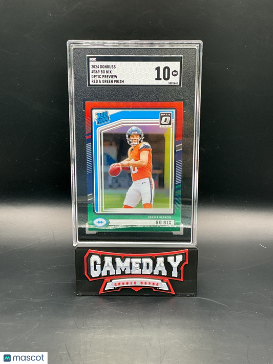 2024 Donruss Bo Nix #369 Optic Preview Red & Green Prizm SGC 10