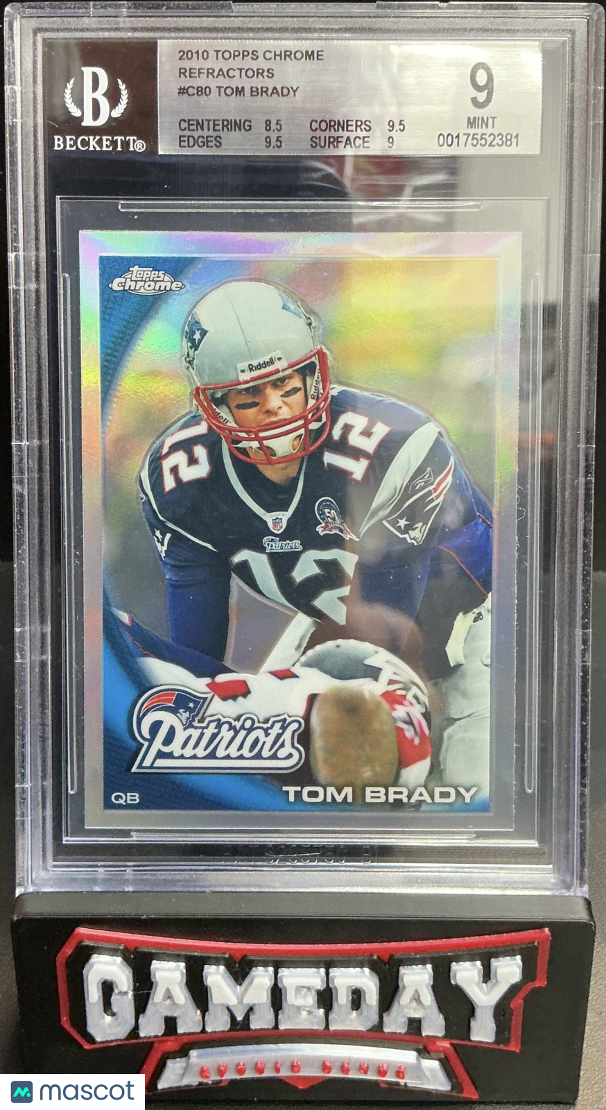 2010 Topps Chrome Refractors Tom Brady #C80 BGS 9