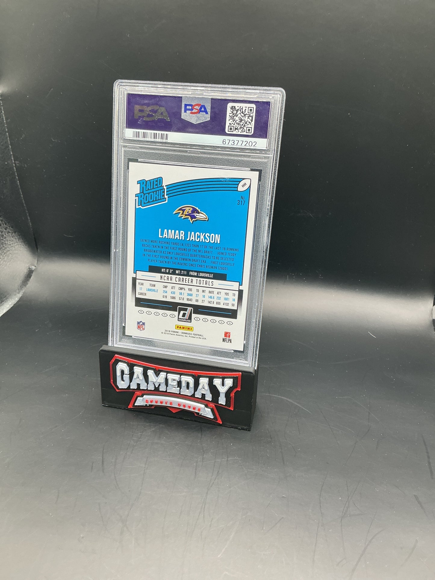 2018 Panini Donruss Lamar Jackson #317 Blue Press Proof PSA 9