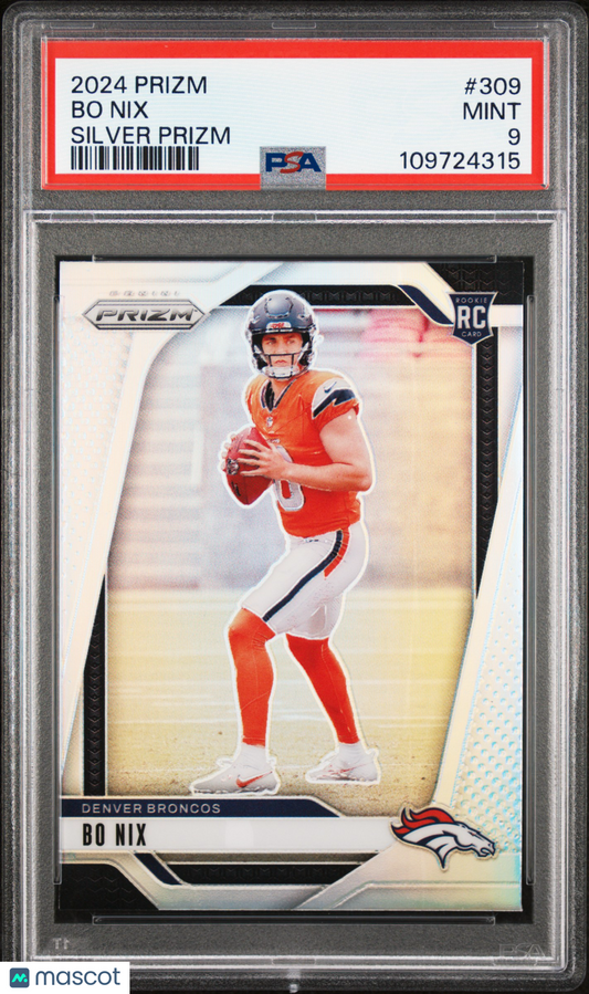2024 Panini Prizm Bo Nix #309 Silver PSA 9