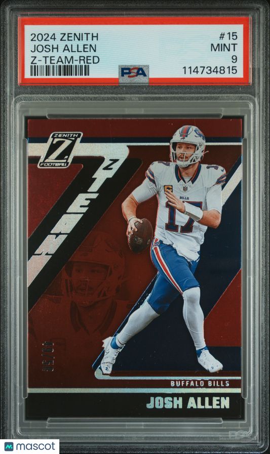 2024 Panini Zenith Z-Team Josh Allen #15 Red 49/50 PSA 9
