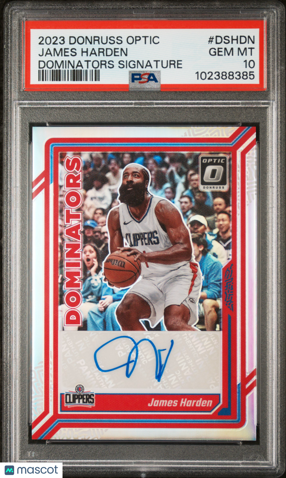 2023 Panini Donruss Optic Dominators Signatures James Harden POP 2 Mint PSA 10