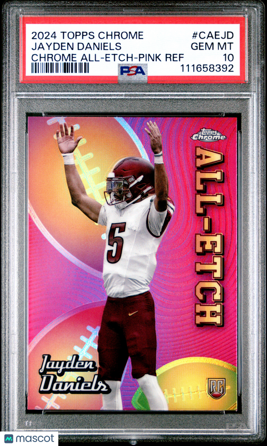 2024 Topps Chrome Chrome All-Etch Jayden Daniels #CAEJD Pink Ref PSA 10