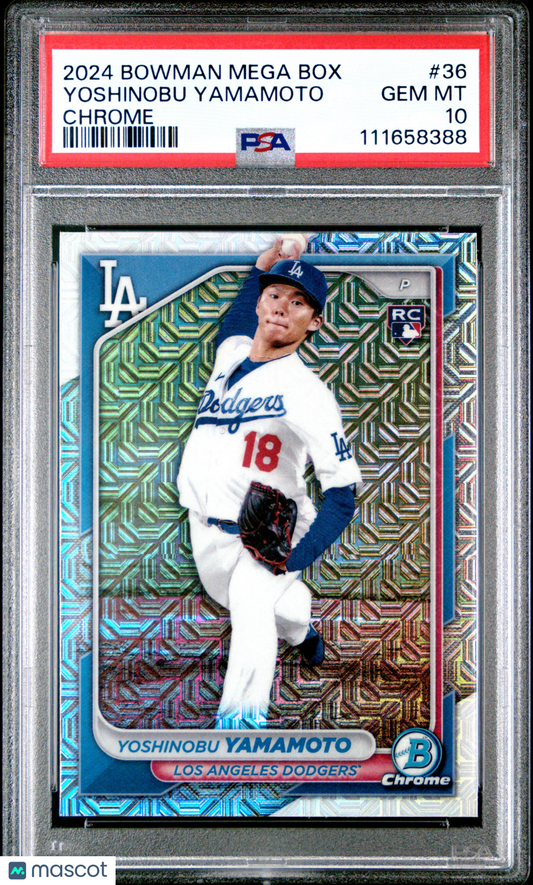 2024 Bowman Mega Box Chrome Yoshinobu Yamamoto #36 PSA 10