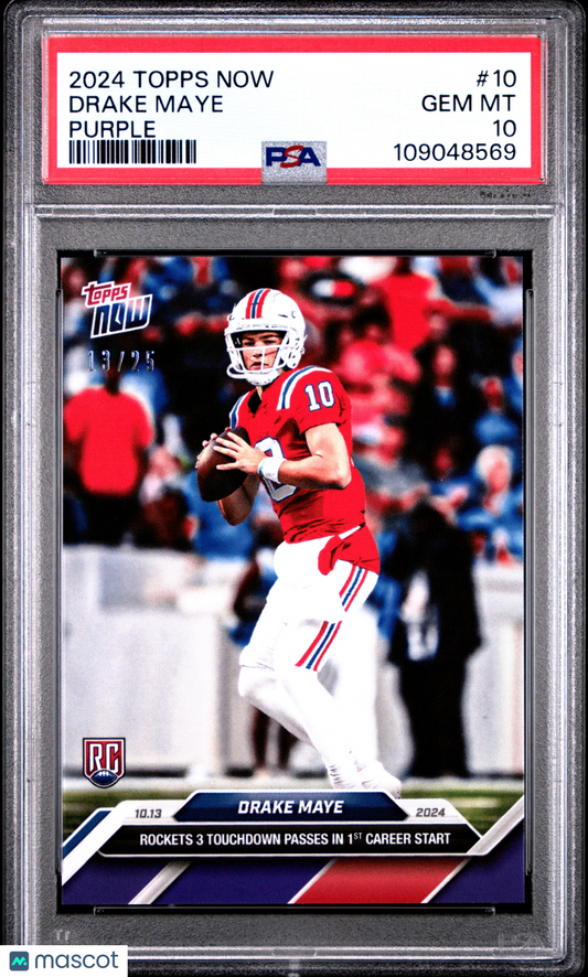 2024 Topps Now Drake Maye #10 Purple 13/25 PSA 10