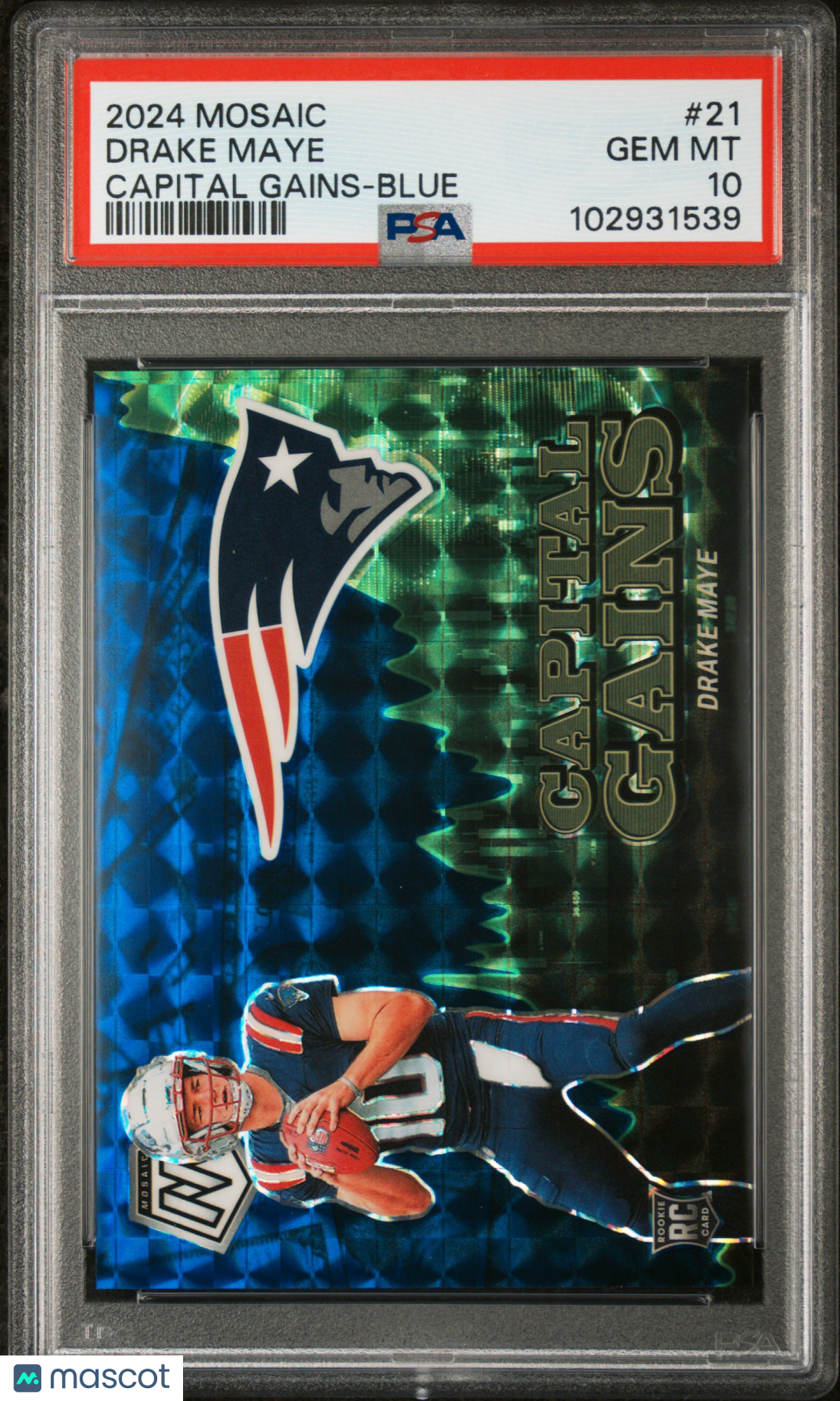2024 Panini Mosaic Capital Gains Drake Maye #21 Blue PSA 10