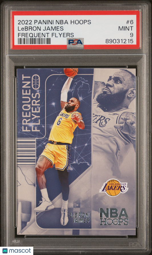 2022 Panini NBA Hoops Frequent Flyers LeBron James #6 PSA 9