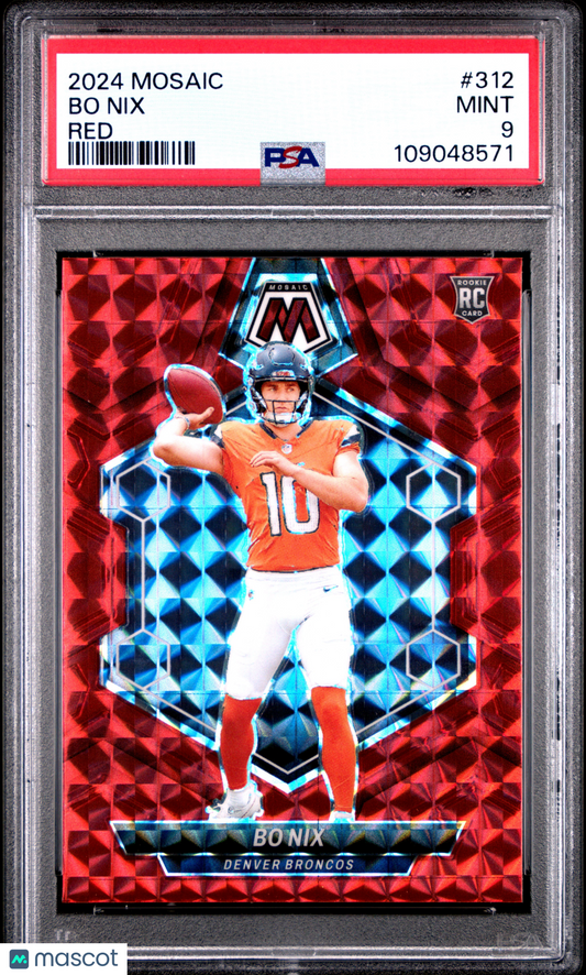 2024 Panini Mosaic Bo Nix #312 Red PSA 9