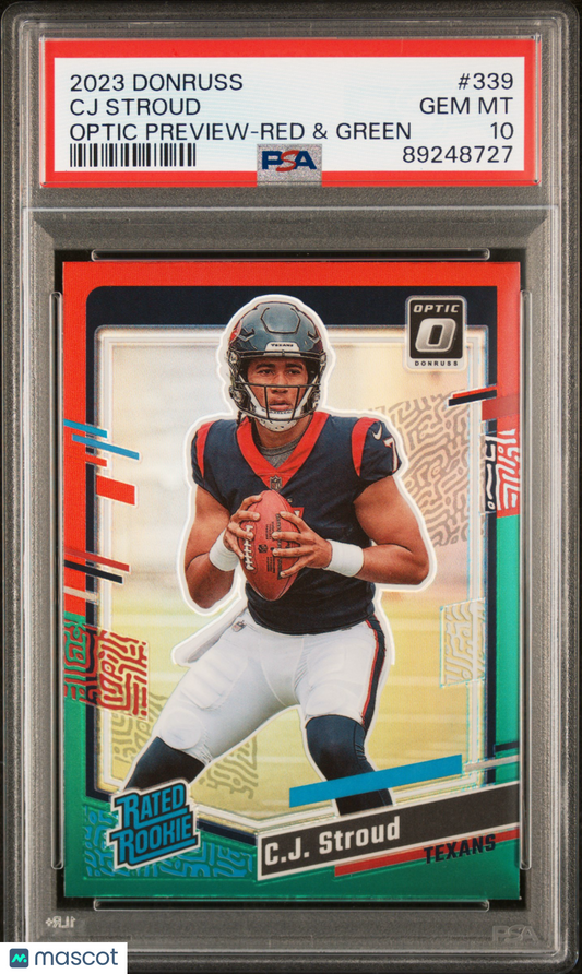 2023 Panini Donruss CJ Stroud #339 Optic Preview Red & Green PSA 10