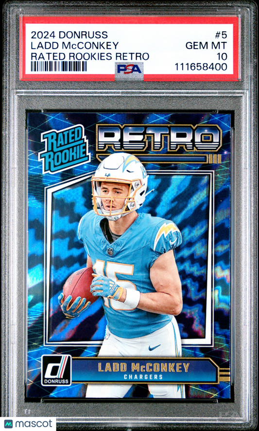 2024 Panini Donruss Rated Rookies Retro Ladd Mcconkey #5 PSA 10