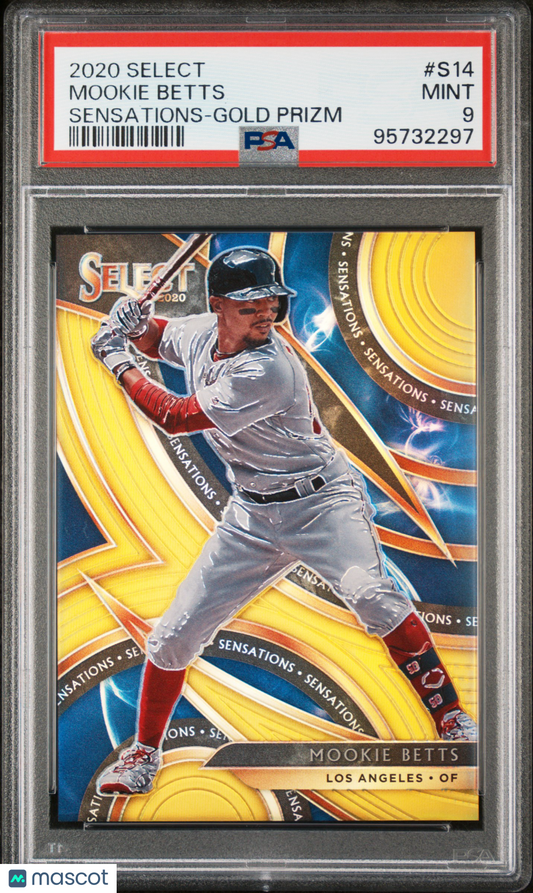 2020 Panini Select Sensations Mookie Betts #S14 Gold Prizm PSA 9