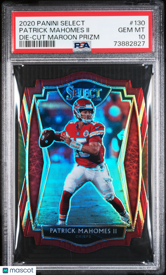 2020 Panini Select Patrick Mahomes II #130 Die Cut Maroon Prizm PSA 10