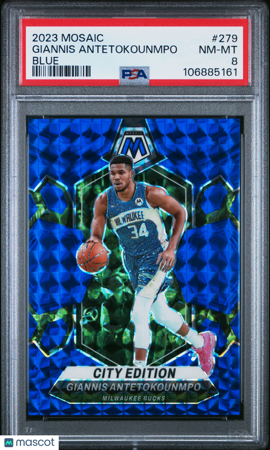 2023 Panini Mosaic Giannis Antetokounmpo #279 Blue PSA 8