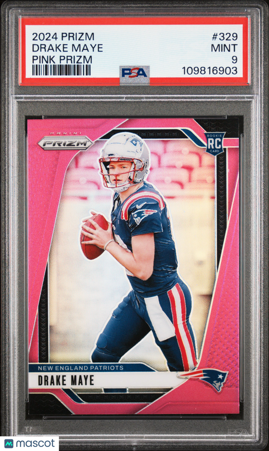 2024 Panini Prizm Drake Maye #329 Pink PSA 9