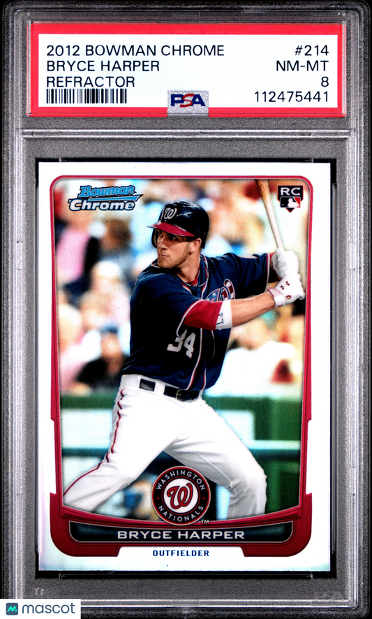 2012 Bowman Chrome Bryce Harper #214 Refractor PSA 8