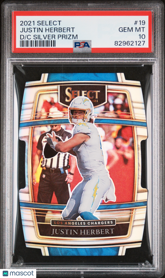 2021 Panini Select Justin Herbert #19 D Silver Prizm PSA 10