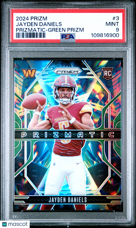 2024 Panini Prizm Prizmatic Jayden Daniels #3 Green PSA 9