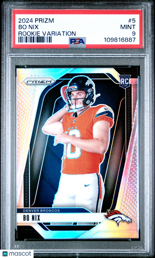 2024 Panini Prizm Rookie Variation Bo Nix #5 PSA 9