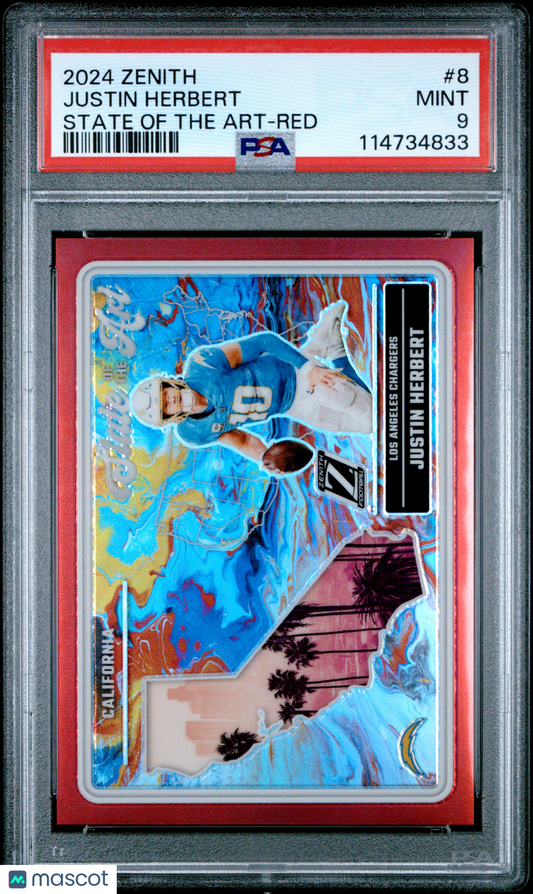 2024 Panini Zenith State Of The Art Justin Herbert #8 Red PSA 9