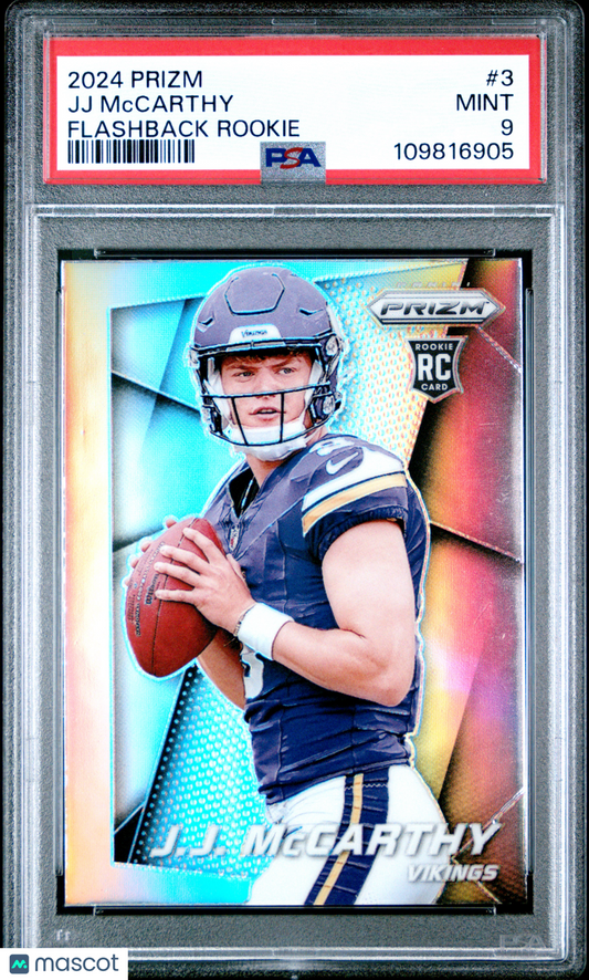 2024 Panini Prizm Prizm Flashback Rookie JJ Mccarthy #3 PSA 9